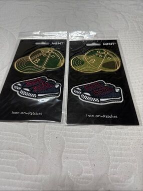 Set of 12 Mint Iron-On Patch Set — Green Cap & Navy Sneaker